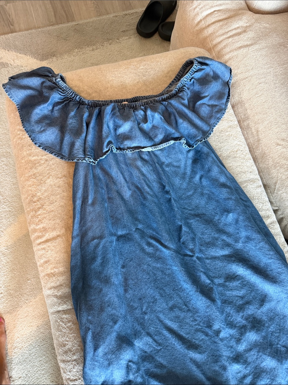 Philosophy Blue Off-Shoulder Ruffle Dress - Picture 2 of 4